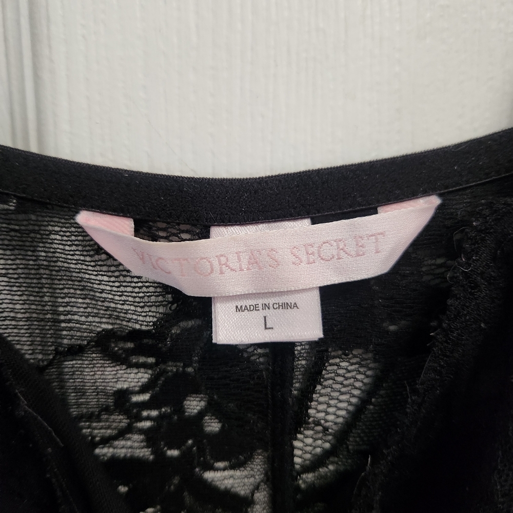Y2k Victoria's Secret L Black Sheer Lace Mini Dress Nightgown - Picture 3 of 9